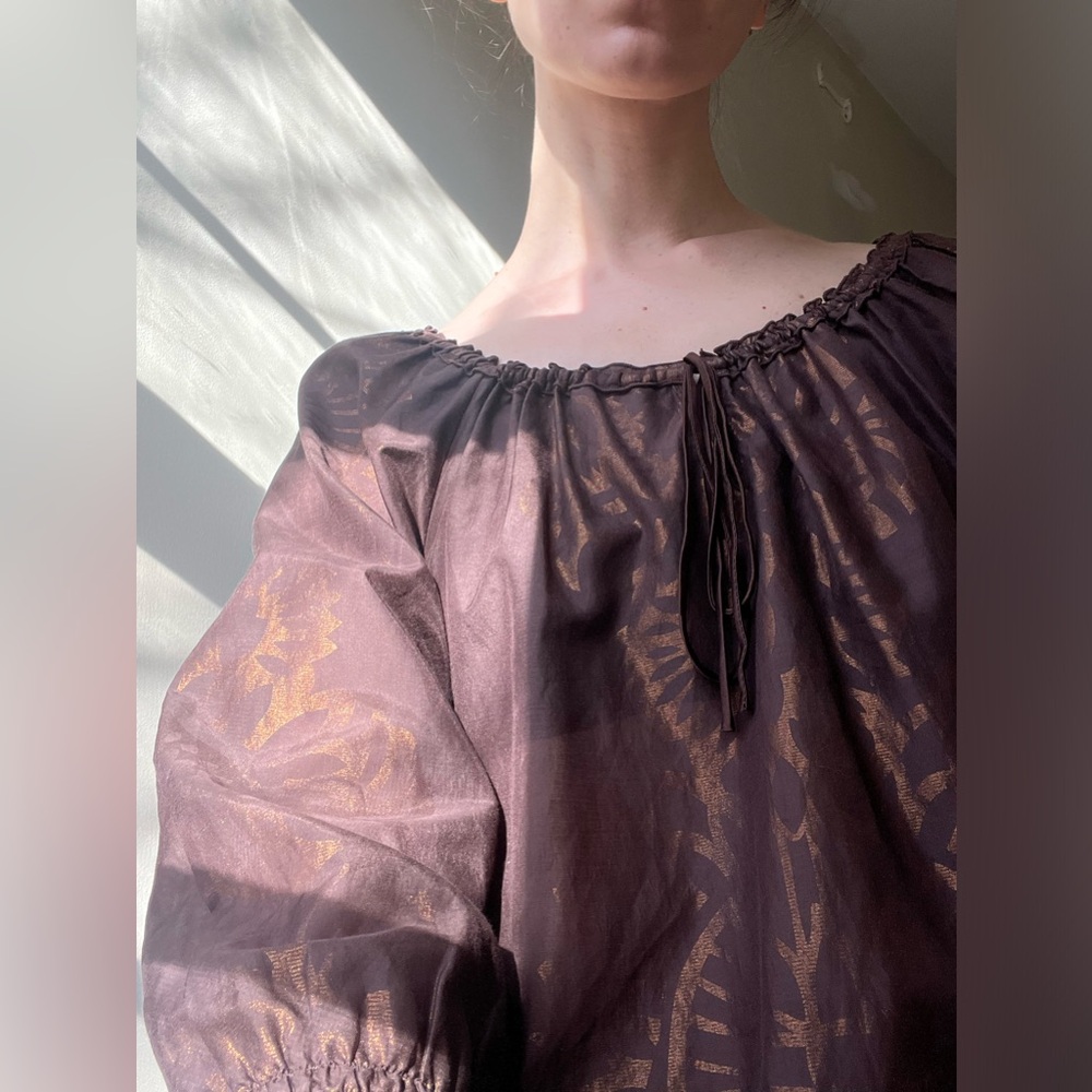 hale bob cotton silk copper medieval y2k peasant blouse